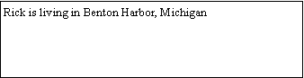 Text Box: Rick is living in Benton Harbor, Michigan